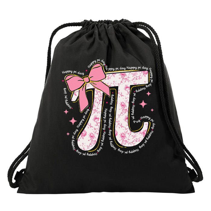 Pi Symbol Math Humor Mathematical Cute Pi Day Coquette Bow Drawstring Bag