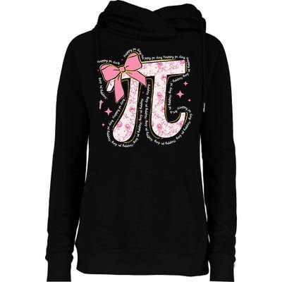 Pi Symbol Math Humor Mathematical Cute Pi Day Coquette Bow Womens Funnel Neck Pullover Hood