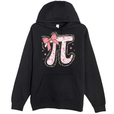 Pi Symbol Math Humor Mathematical Cute Pi Day Coquette Bow Premium Pullover Hoodie