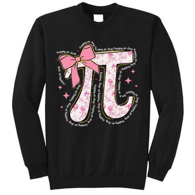 Pi Symbol Math Humor Mathematical Cute Pi Day Coquette Bow Tall Sweatshirt