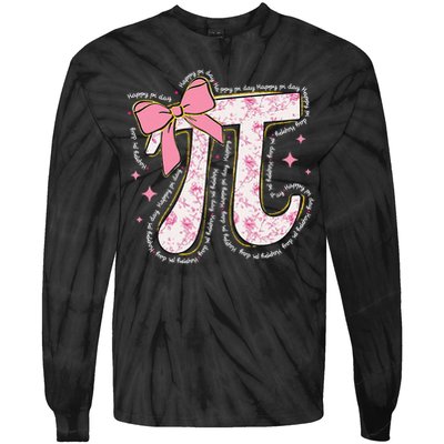 Pi Symbol Math Humor Mathematical Cute Pi Day Coquette Bow Tie-Dye Long Sleeve Shirt