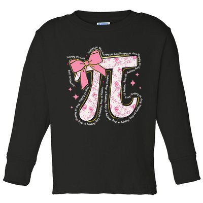 Pi Symbol Math Humor Mathematical Cute Pi Day Coquette Bow Toddler Long Sleeve Shirt