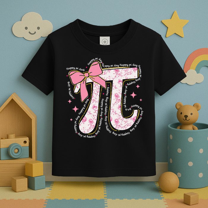 Pi Symbol Math Humor Mathematical Cute Pi Day Coquette Bow Toddler T-Shirt