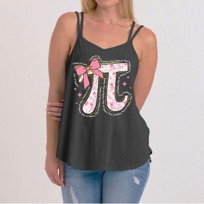 Pi Symbol Math Humor Mathematical Cute Pi Day Coquette Bow Women's Strappy Tank
