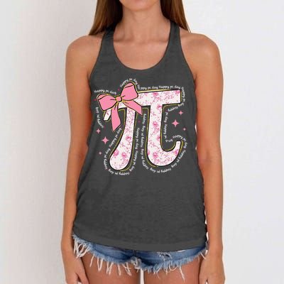 Pi Symbol Math Humor Mathematical Cute Pi Day Coquette Bow Women's Knotted Racerback Tank