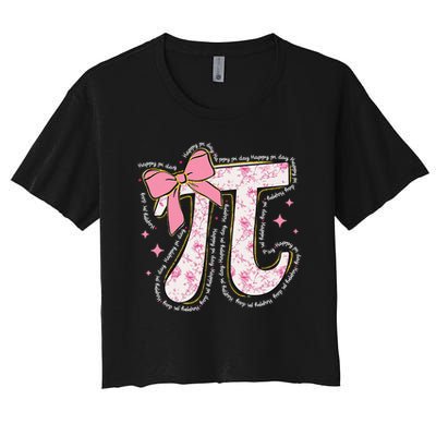Pi Symbol Math Humor Mathematical Cute Pi Day Coquette Bow Crop Top