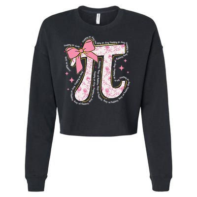 Pi Symbol Math Humor Mathematical Cute Pi Day Coquette Bow Cropped Pullover Crew