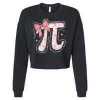 Pi Symbol Math Humor Mathematical Cute Pi Day Coquette Bow Cropped Pullover Crew