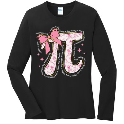 Pi Symbol Math Humor Mathematical Cute Pi Day Coquette Bow Ladies Long Sleeve Shirt