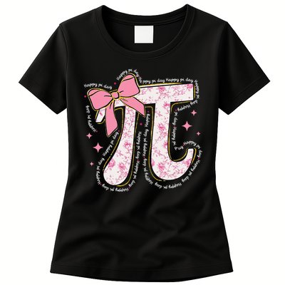 Pi Symbol Math Humor Mathematical Cute Pi Day Coquette Bow Womens T-Shirt