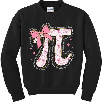 Pi Symbol Math Humor Mathematical Cute Pi Day Coquette Bow Kids Sweatshirt