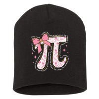 Pi Symbol Math Humor Mathematical Cute Pi Day Coquette Bow Short Acrylic Beanie