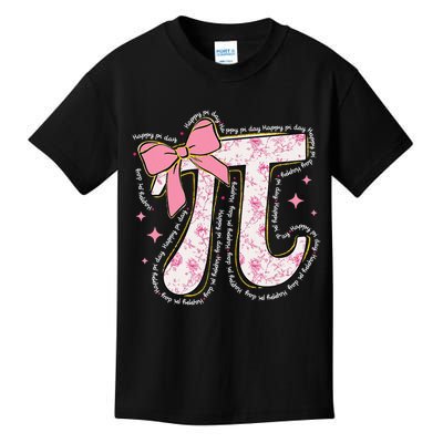Pi Symbol Math Humor Mathematical Cute Pi Day Coquette Bow Kids T-Shirt