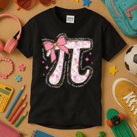 Pi Symbol Math Humor Mathematical Cute Pi Day Coquette Bow Kids T-Shirt