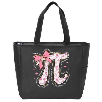 Pi Symbol Math Humor Mathematical Cute Pi Day Coquette Bow Zip Tote Bag