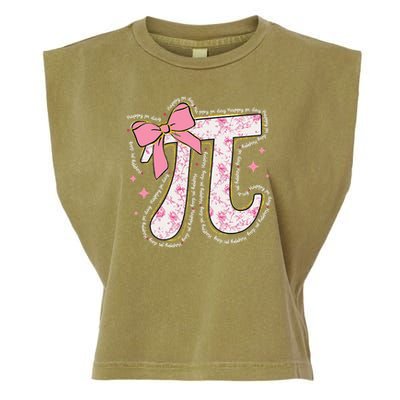 Pi Symbol Math Humor Mathematical Cute Pi Day Coquette Bow Garment-Dyed Women's Muscle Tee