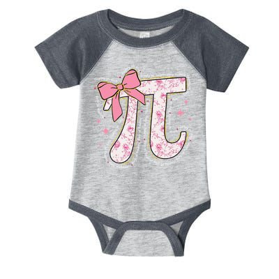 Pi Symbol Math Humor Mathematical Cute Pi Day Coquette Bow Infant Baby Jersey Bodysuit