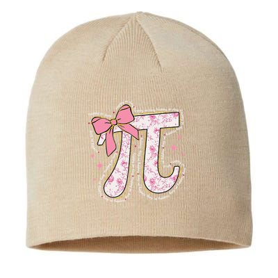 Pi Symbol Math Humor Mathematical Cute Pi Day Coquette Bow Sustainable Beanie