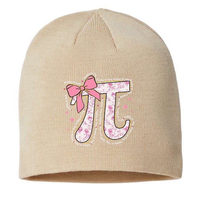Pi Symbol Math Humor Mathematical Cute Pi Day Coquette Bow Sustainable Beanie