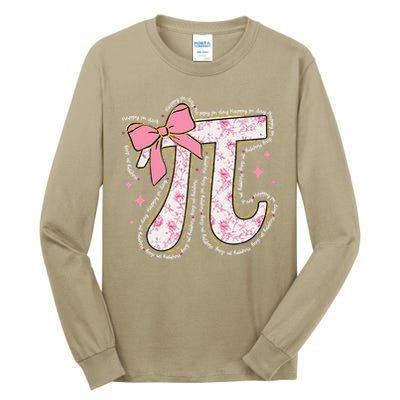 Pi Symbol Math Humor Mathematical Cute Pi Day Coquette Bow Tall Long Sleeve T-Shirt