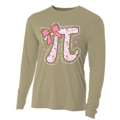 Pi Symbol Math Humor Mathematical Cute Pi Day Coquette Bow Cooling Performance Long Sleeve Crew