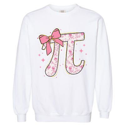 Pi Symbol Math Humor Mathematical Cute Pi Day Coquette Bow Garment-Dyed Sweatshirt