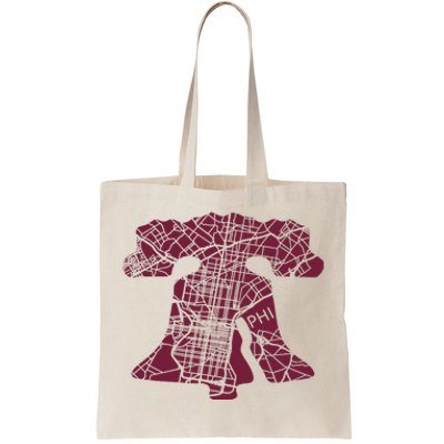 Philadelphia Street Map Liberty Bell Vintage Maroon Tote Bag