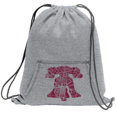 Philadelphia Street Map Liberty Bell Vintage Maroon Sweatshirt Cinch Pack Bag