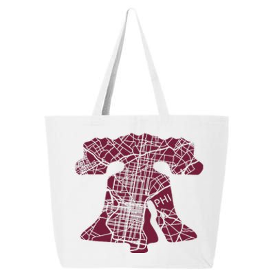 Philadelphia Street Map Liberty Bell Vintage Maroon 25L Jumbo Tote