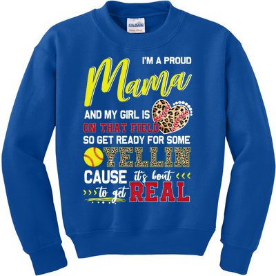 Proud Softball Mama Softball Family Matching Gift Kids Sweatshirt