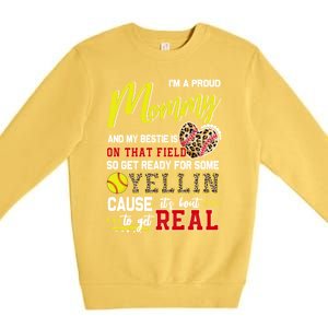 Proud Softball Mommy Softball Family Matching Cool Gift Premium Crewneck Sweatshirt