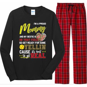 Proud Softball Mommy Softball Family Matching Cool Gift Long Sleeve Pajama Set