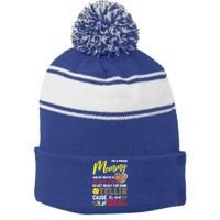 Proud Softball Mommy Softball Family Matching Cool Gift Stripe Pom Pom Beanie