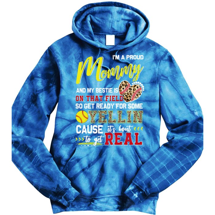 Proud Softball Mommy Softball Family Matching Cool Gift Tie Dye Hoodie