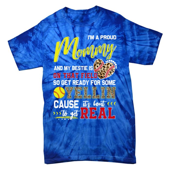 Proud Softball Mommy Softball Family Matching Cool Gift Tie-Dye T-Shirt