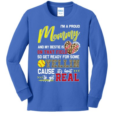 Proud Softball Mommy Softball Family Matching Cool Gift Kids Long Sleeve Shirt