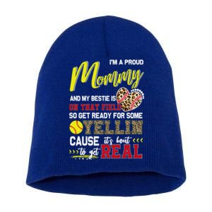 Proud Softball Mommy Softball Family Matching Cool Gift Short Acrylic Beanie