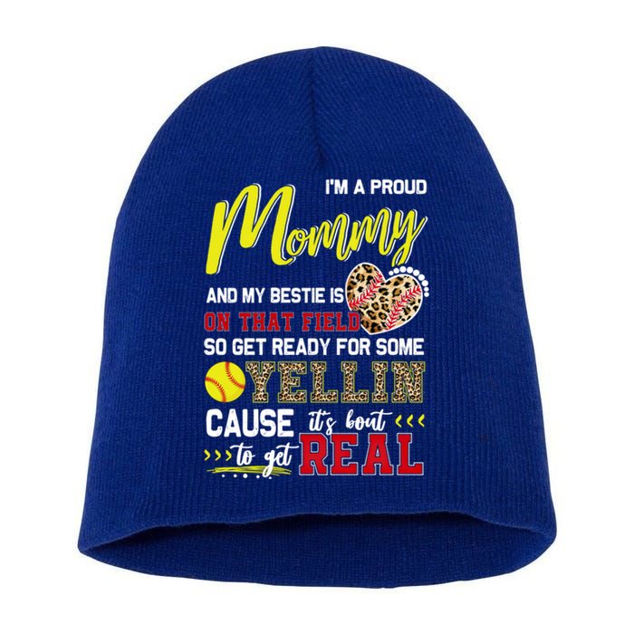 Proud Softball Mommy Softball Family Matching Cool Gift Short Acrylic Beanie