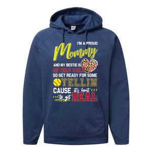 Proud Softball Mommy Softball Family Matching Cool Gift Performance Fleece Hoodie