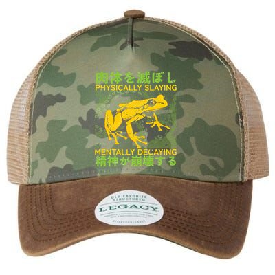 Physically Slaying Mentally Decaying Funny Amphibian Frog Legacy Tie Dye Trucker Hat