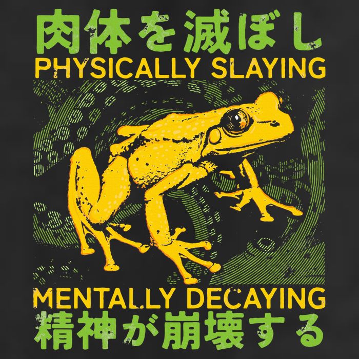 Physically Slaying Mentally Decaying Funny Amphibian Frog Garment-Dyed Fleece Hoodie