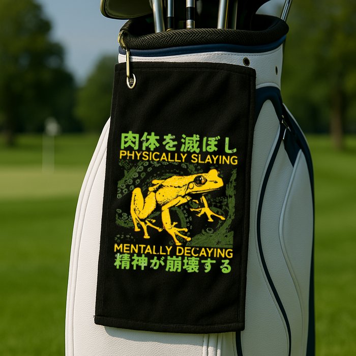 Physically Slaying Mentally Decaying Funny Amphibian Frog Golf Towel