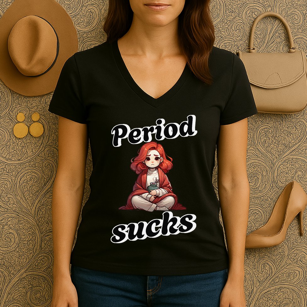 Period Sucks Menstrual Saying Women's V-Neck T-Shirt