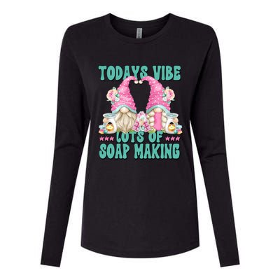 Pink Soap Maker Gnome Quote Todays Vibes Lots Of Soap Making Funny Gift Womens Cotton Relaxed Long Sleeve T-Shirt