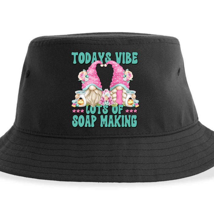 Pink Soap Maker Gnome Quote Todays Vibes Lots Of Soap Making Funny Gift Sustainable Bucket Hat
