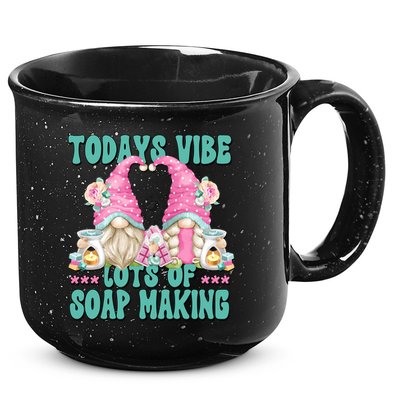 Pink Soap Maker Gnome Quote Todays Vibes Lots Of Soap Making Funny Gift 15oz Campfire Ceramic Mug