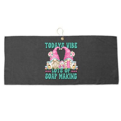 Pink Soap Maker Gnome Quote Todays Vibes Lots Of Soap Making Funny Gift Large Microfiber Waffle Golf Towel