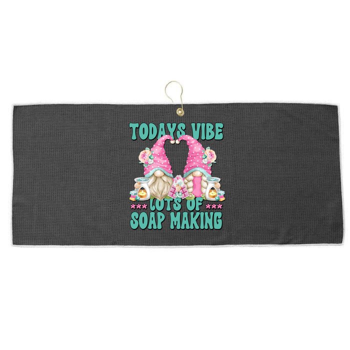 Pink Soap Maker Gnome Quote Todays Vibes Lots Of Soap Making Funny Gift Large Microfiber Waffle Golf Towel