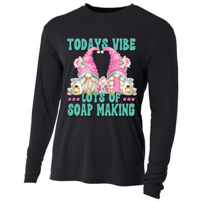 Pink Soap Maker Gnome Quote Todays Vibes Lots Of Soap Making Funny Gift Cooling Performance Long Sleeve Crew