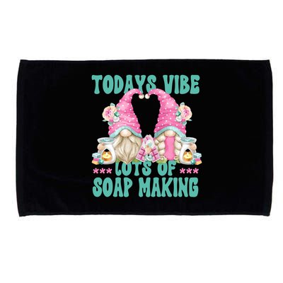 Pink Soap Maker Gnome Quote Todays Vibes Lots Of Soap Making Funny Gift Microfiber Hand Towel